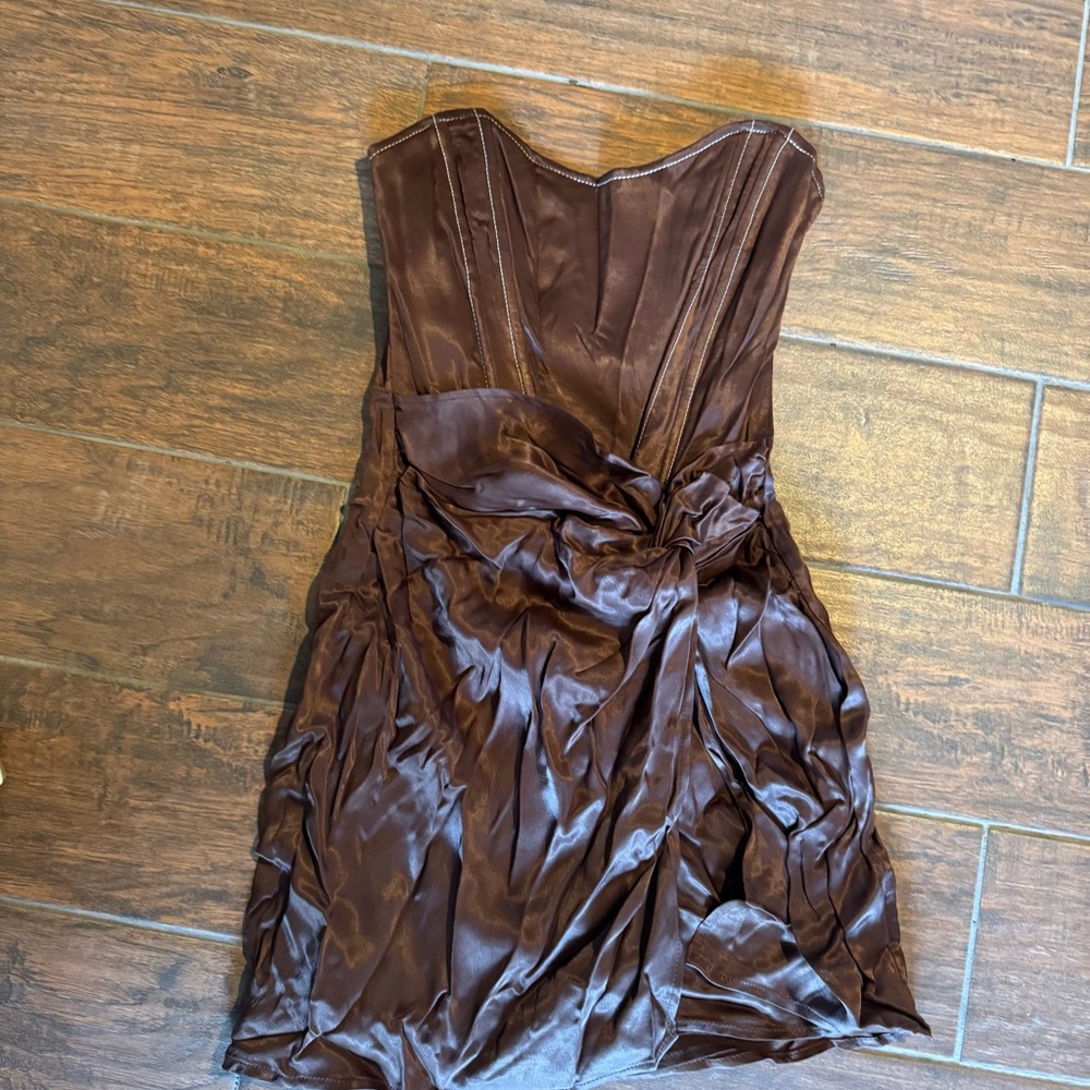 Zara Chocolate Strapless Dress